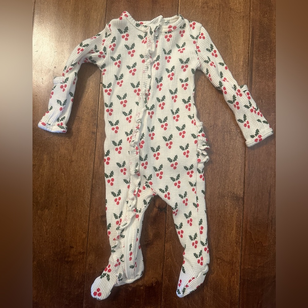 Waffle Knit Spearmint Baby zip up Footie